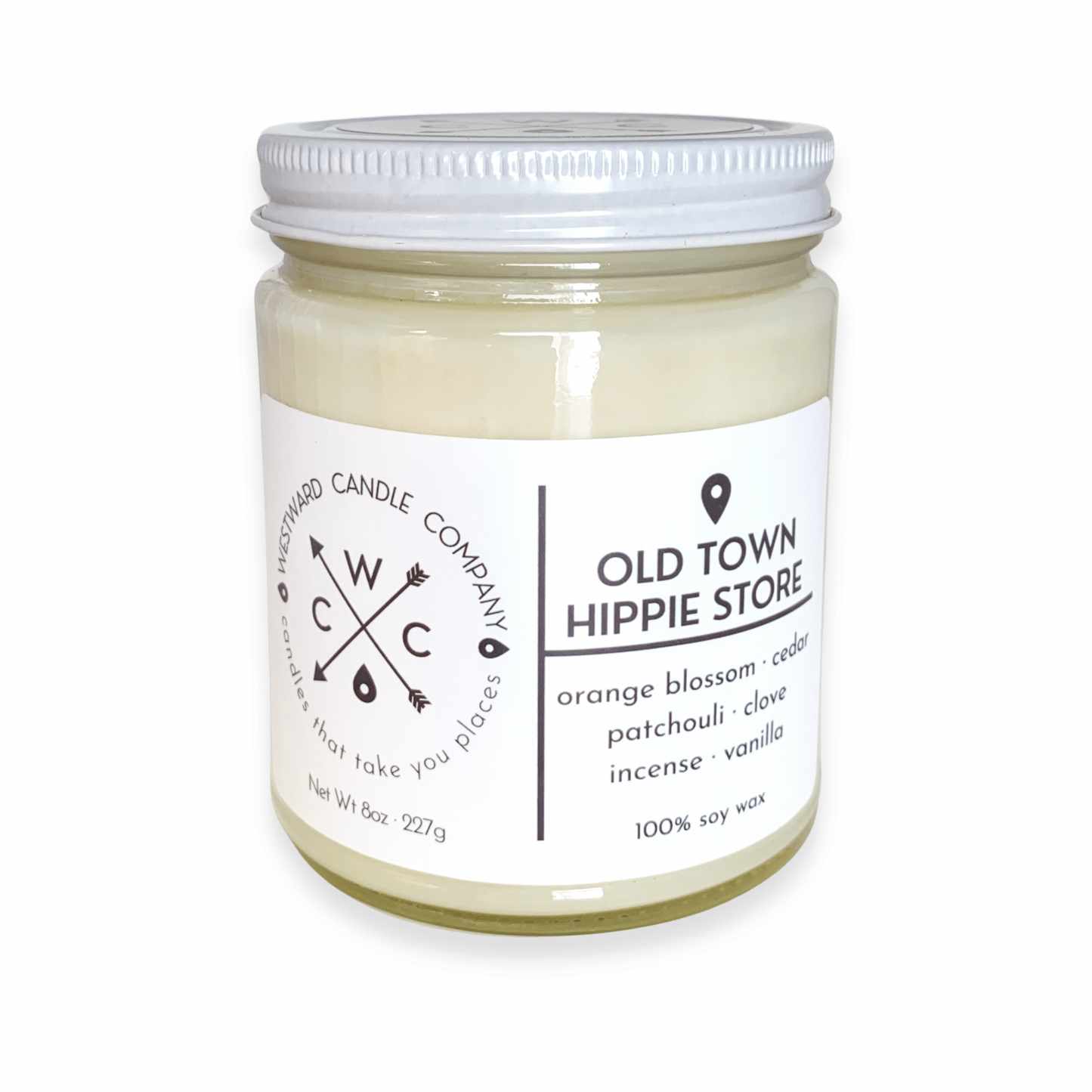 Old Town Hippie Store Soy Candle. Every great city has at least one store like this. You know, the one with the beaded curtains where you can buy incense and all things patchouli, tie-dye, and hemp. In my experience, the best ones are always in the old part of town. I love these stores and the way they smell. Westward's Old Town Hippie Store candles take you there. Gender-neutral design. Handmade in Colorado with 100% soy wax. Orange blossom, cedar, patchouli, clove, incense, vanilla.
