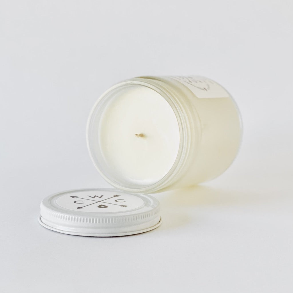 Soy candle on display